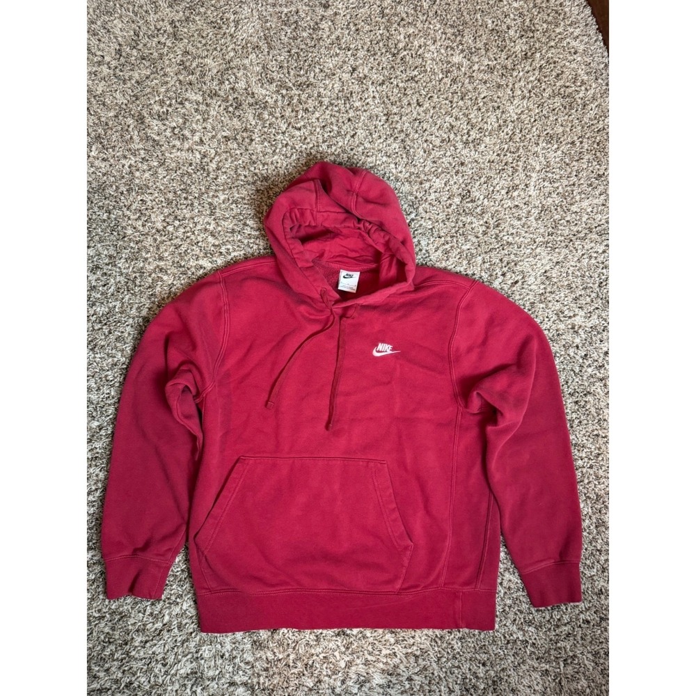 Nike Sportswear Club Fleece Hoodie Red Sweatshirt BV2654-690 Mens Medium